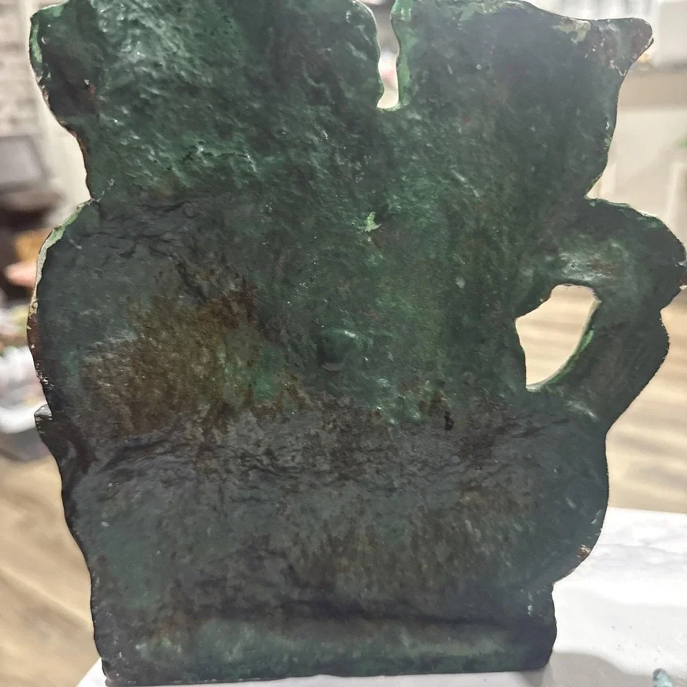 Cast‎ Iron  Cat Kitty Door Stop Bookend Hand Painted Tuxedo Bows Kitten Cat